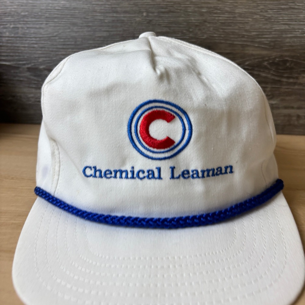Vintage Chemical Leaman Hat Cap Strap Back White Trucker Adjustable - Picture 2 of 10